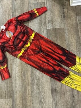 Source Unknown Red & Yellow Superhero Muscle Jumpsuit Costume
